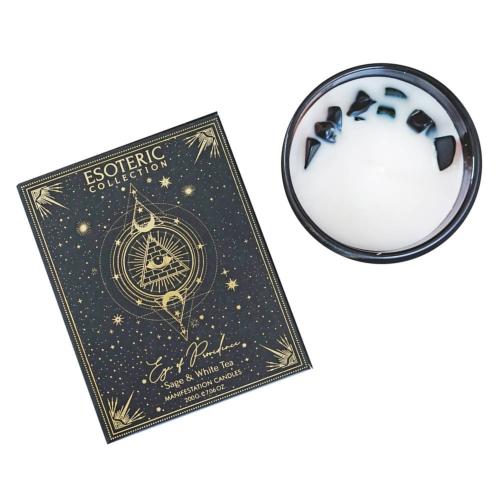 Candle with Gemstone Esoteric Eye of Providence, Sage + White Tea 200g