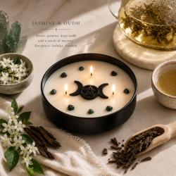 Candle with Gemstone Esoteric Divine Goddess, Jasmine + Oudh 200g