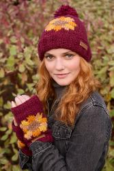 Sunflower Bobble Beanie Burgundy