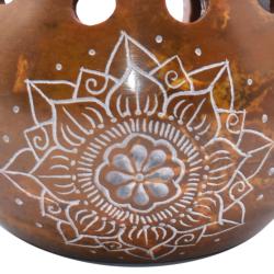 Oil burner, palewa stone, lotus brown 9 x 8cm