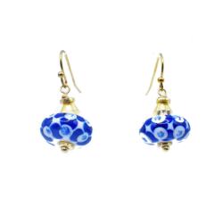 Earrings Glass Blue Circle Pattern