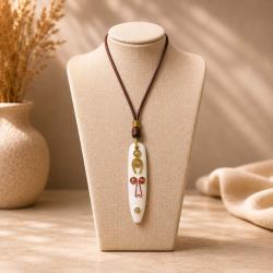 Pendant Necklace Mask White 2.5 x 9cm
