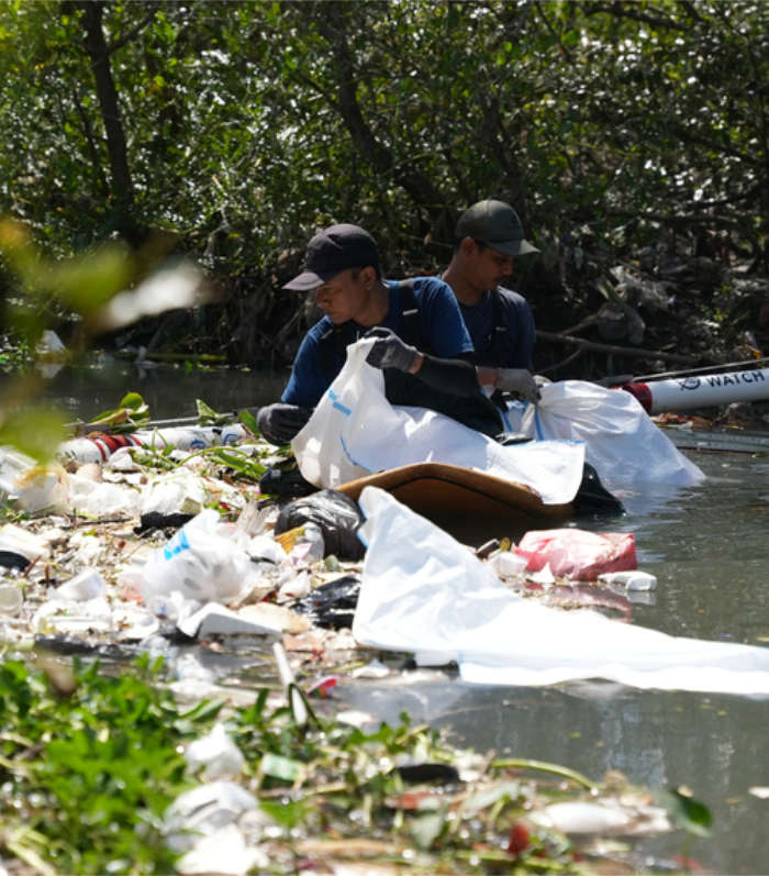 Collecting the plastic